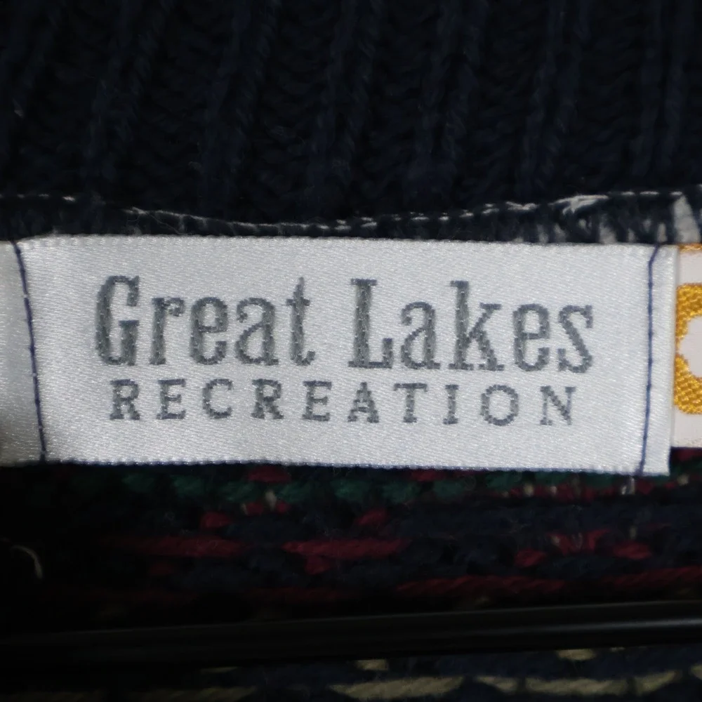 Vintage Great Lakes Recreation Geometric Chunky Knit‎ Sweater Men's XL 24x29